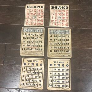Vintage Beano and Bingo Card Game Set - Red, Blue, Black